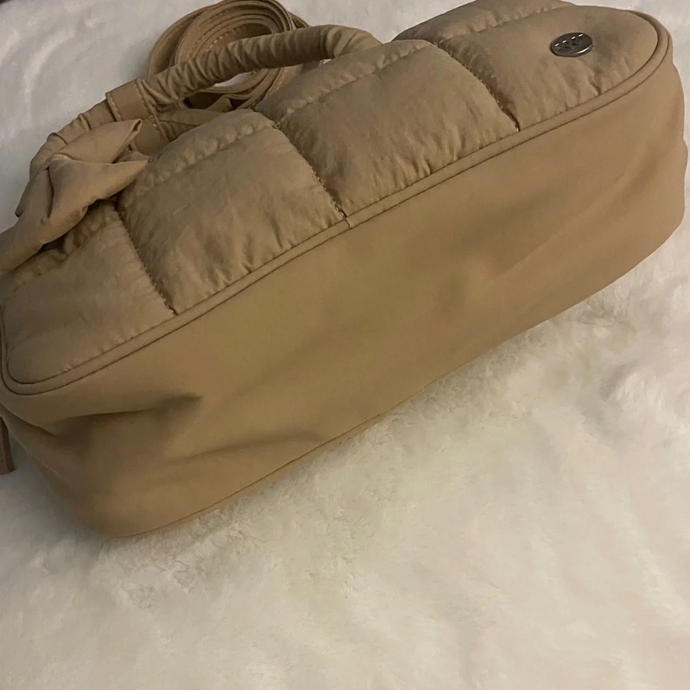 WestBronco- Tan Nylon Quilted Handbag with Bow charm